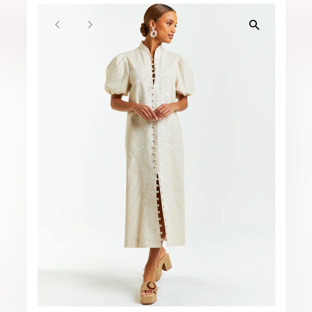 Mestiza Elliana Barong Midi Dress in Light Pink